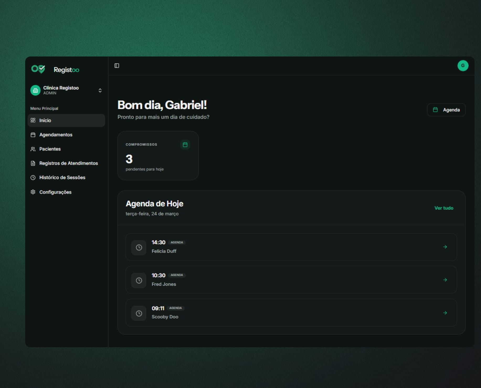 Registoo Dashboard Preview